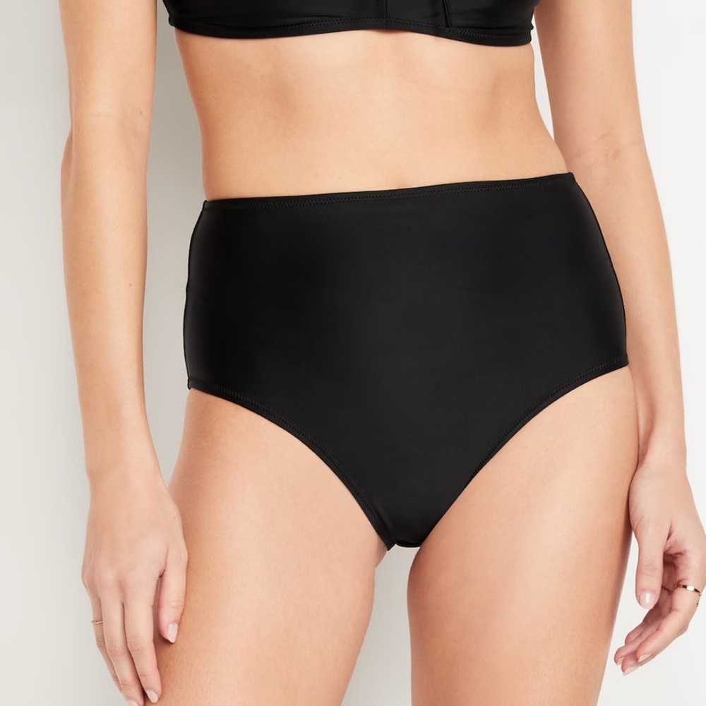 🆕 Old Navy Women’s Matte High-Waisted Bikini Swim Bottoms Black Large 12-14 L